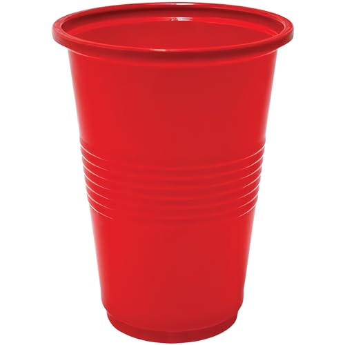 Red Heavy Duty Disposable Plastic Cups - 16oz, 50 Pieces - Ideal for Parties, Weddings & Family Events