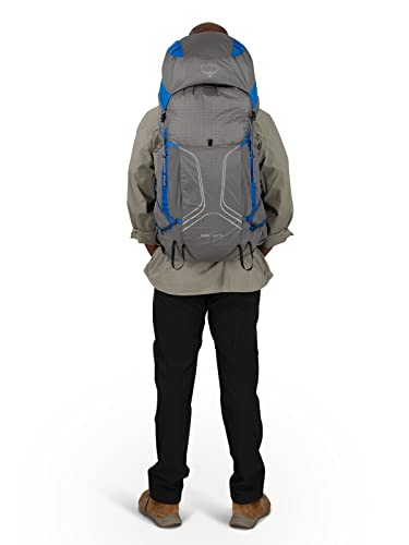 Osprey Exos Pro 55L Men's Backpacking Backpack, Dale Grey/Agam Blue, S/M