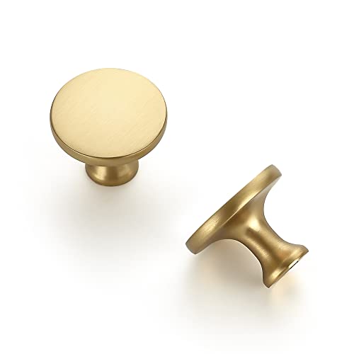 Ravinte 5 Pack Solid Metal Knobs Dresser Drawer Knobs Gold Cabinet Hardware Round Cabinet Door Knobs Drawer Knobs Kitchen Cabinet Knobs Brushed Brass Drawer Pulls