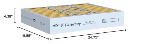 Filterbuy 20x25x5 Air Filter MERV 11 Allergen Defense (2-Pack), Pleated HVAC AC Furnace Air Filters for Honeywell FC100A1037, Lennox X6673, Carrier, & More (Actual Size: 19.88 x 24.75 x 4.38 Inches)