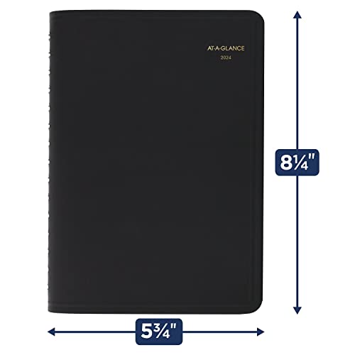 AT-A-GLANCE 2024 Daily Appointment Book Planner, 5" x 8", Small, Black (702070524)