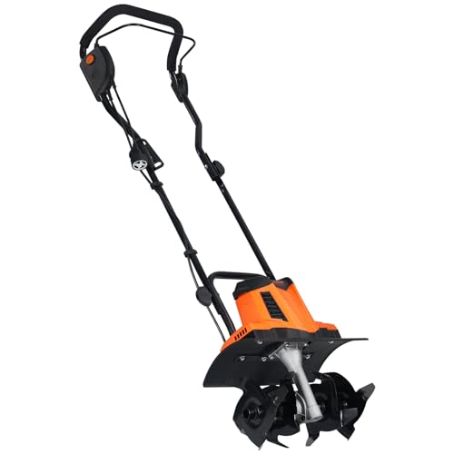 VEVOR 10 Amp Electric Tiller, 14" Tilling Width 3.94" Tilling Depth Corded Electric Tiller/Cultivator, Steel Mn Tines, Rototiller for Garden Lawn Soil Digging