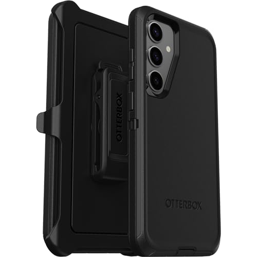 OtterBox Samsung Galaxy S24+ Defender Series Case - BLACK, rugged & durable, with port protection, includes holster clip kickstand