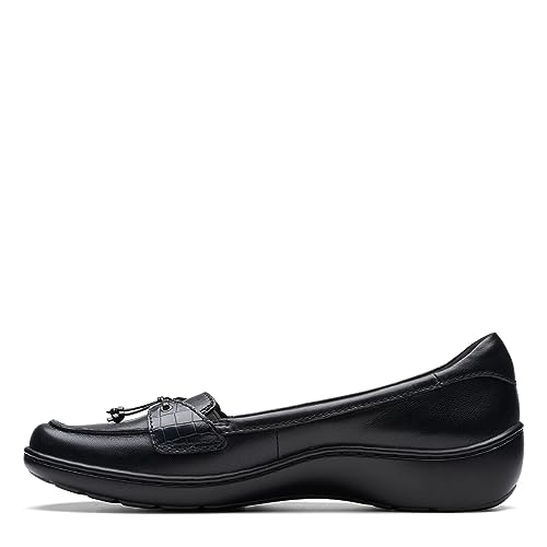 Clarks Women's Cora Haley Loafer, Black Leather, 8.5