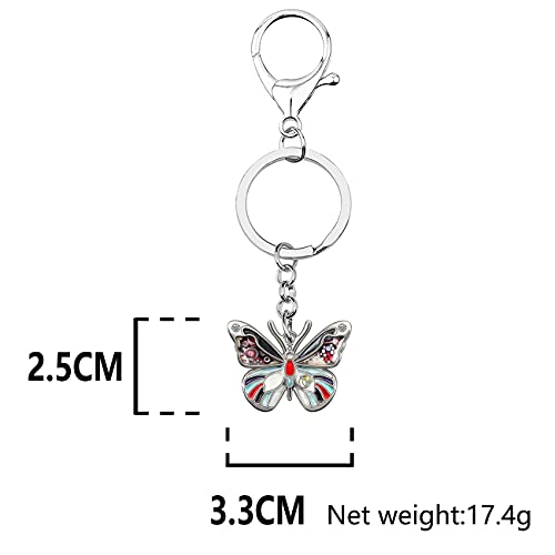 BONSNY Enamel Metal Adrable Butterfly Keychains For Women Car Rings Purse Novelty Charms GIfts (Black)