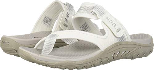 Skechers Women's Reggae-Seize The Day-Toe Thong Sandal Flip-Flop, White, 11 M US