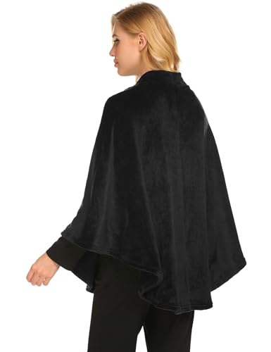 Ekouaer Women's Cardigan Cashmere Solid Poncho Loose Loungewear Tops Winter Shawl Cape