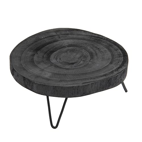 Creative Co-Op Decorative Paulownia Wood Pedestal, Black, 9"