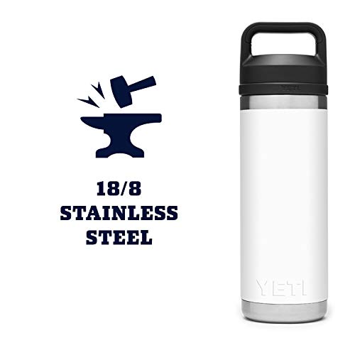 YETI Rambler 18 oz Bottle, Vacuum Insulated, Stainless Steel with Chug Cap, White