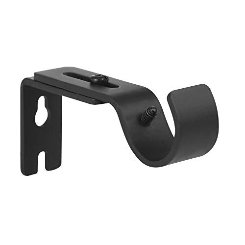 Anndason Heavy Duty Adjustable Curtain Rod Brackets Holders - 1 Inch Rod, Black Color, (Set of 2)