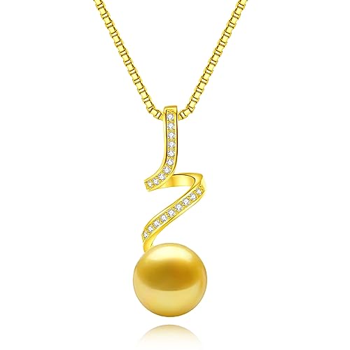 BAMIKI Pearl Pendant Necklace for Women, Handpicked Genuine Saltwater Cultured Pearls, Sterling Silver Teardrop Pendant Necklace Chain 18+2 Inch, Pearl Jewelry Gifts (11-11.5mm White Pearl