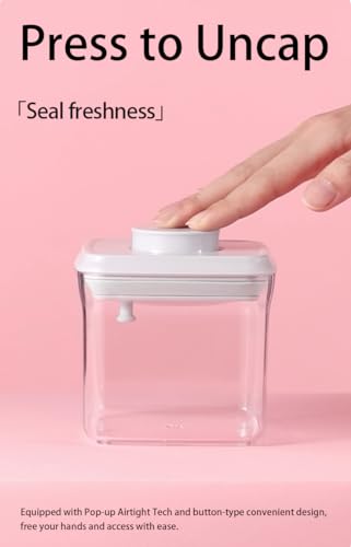 Pop Food Storage Containers with Lid, Airtight Push Button Sealing, for Rice, Candy, Nuts, Flour, Pet Food (2300ml)