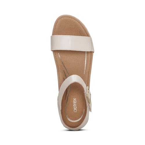Aetrex Women's Sydney Orthopedic Espadrille Wedge Sandals – Arch Support Wedges Heels for Women - Adjustable Ankle Strap Summer Shoes for Women