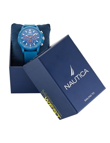 Nautica Men's Light Blue Wheat PU Fiber Strap Watch (Model: NAPNOS4S1)