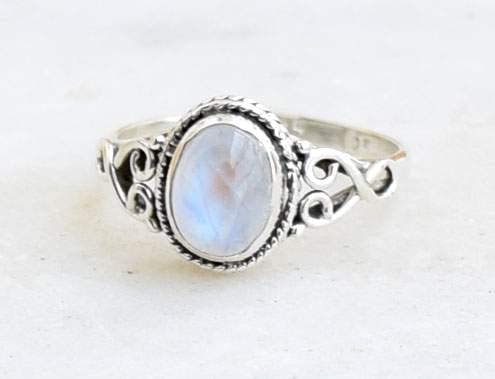 Rainbow Moonstone Ring 925 Sterling Silver Statement Ring For Women Handmade Rings Gemstone Christmas Promise Ring Size US 5 Gift For Her