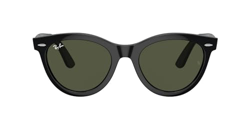 Ray-Ban RB2241 Wayfarer Way Round Sunglasses, Black/Green, 51 mm