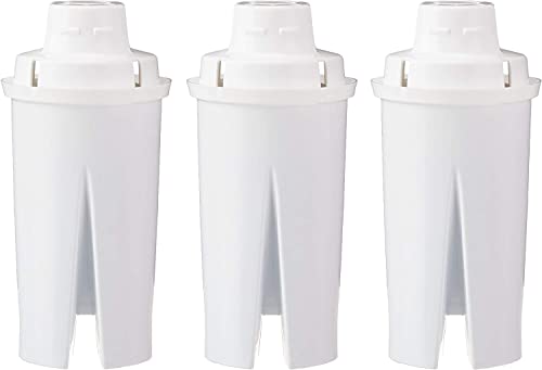 Amazon Basics Replacement Water Filters for Pitchers, Compatible with Brita Water Pitchers & Drinking Water Filter Systems, BPA-Free, WQA & NSF Certified, Made in Europe, 6 Month Filter Supply, 3-Pack