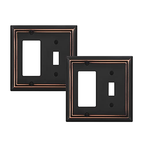 DEWENWILS Triple Toggle Wallplates, Aged Bronze Light Switch Covers, Heavy Duty Matel Material, Pack of 2