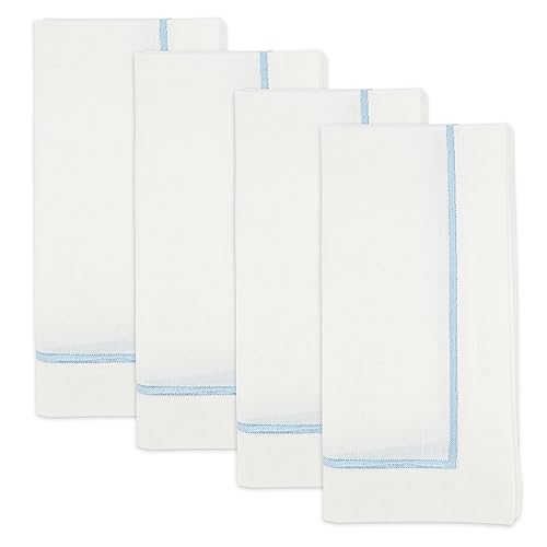 Saro Lifestyle Embroidered Line Design Napkins (Set of 4), Sapphire, 20"