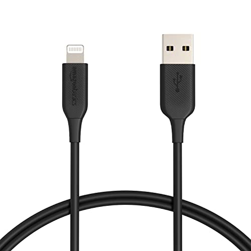 Amazon Basics USB-A to Lightning ABS Charger Cable, MFi Certified Charger for Apple iPhone 14 13 12 11 X Xs Pro, Pro Max, Plus, iPad, 6 Foot, Black