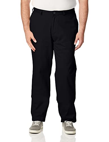 Nautica Men's Big and Tall Twill Flat-Front Pant, True Black, 44W x 36L