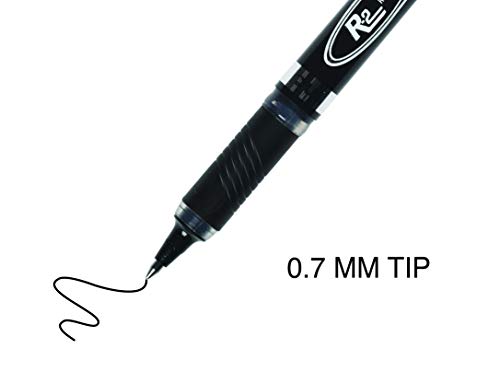 Inc. R2 Rollerball Pens - 0.7 mm Medium-Point Pen Set With Comfort Grip for School, Office, Writing, and Journaling, 12 Pack, Black Ink