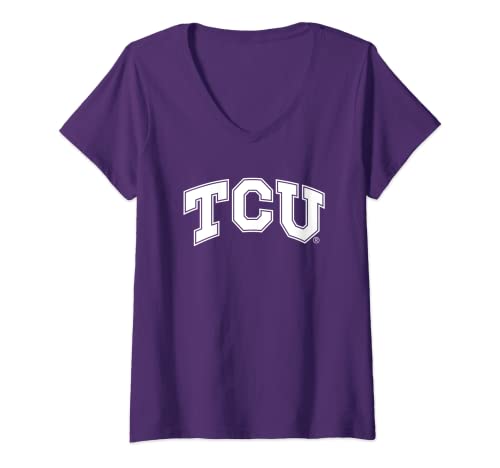 Womens TCU Horned Frogs Icon Purple Officially Licensed V-Neck T-Shirt