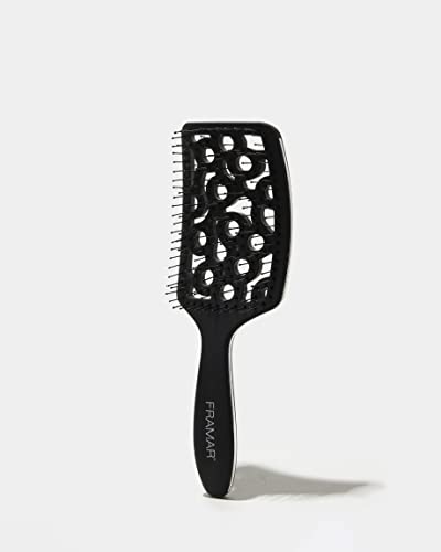 FRAMAR Professional Vented Hair Brush – Paddle Curved Hair Brush For Blow Drying, Wet Paddle Brush for Women Blow Drying