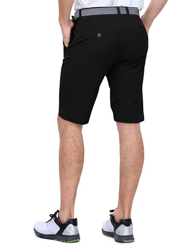 Outdoor Ventures Men's Golf Shorts 11" Inseam Classic-Fit Flat Front Stretch Casual Shorts with Pockets Summer Hiking Travel Black
