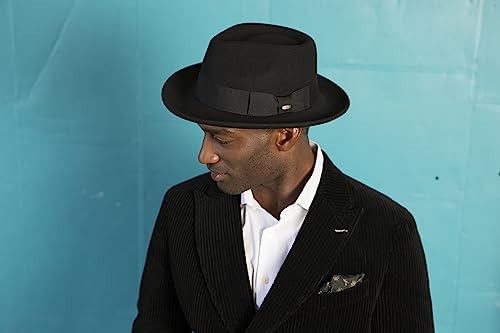 Scala Classico Men's Crushable Water Repelant Wool Felt Fedora Hat, Black, Medium
