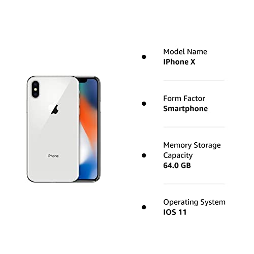 Apple iPhone X, 64GB, Silver - For T-Mobile (Renewed)