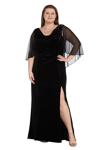 R&M Richards Women's Plus Size Evening Gown W/Side Slit, Twilight