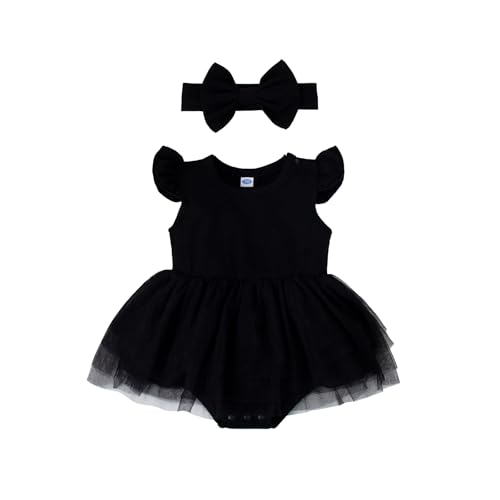 Magic Park 0-18M Infant Bodysuit Tutu Dress Baby Girl Romper Dress Toddler Solid Color Tulle Skirt Baptism Holidays Outfits (Orange, 0-3 Months)