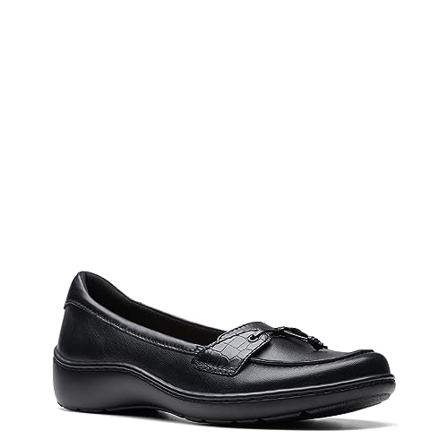 Clarks Women's Cora Haley Loafer, Black Leather, 8.5