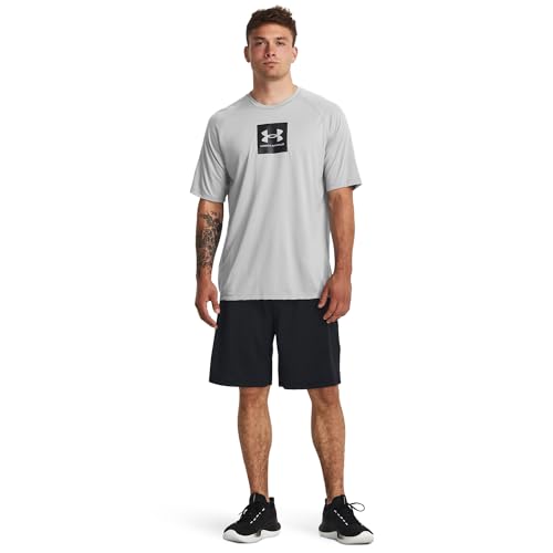 Under Armour Mens Tech Print Fill Short Sleeve, (011) Mod Gray / / Jet Gray, Medium