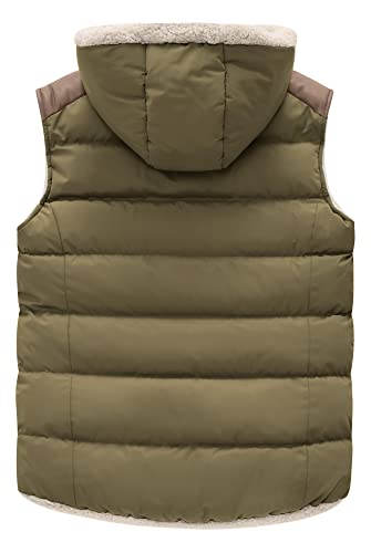 ZSHOW Women's Sport Casual Vest Warm Thick Hooded Puffer Vest(Army Green,Small)