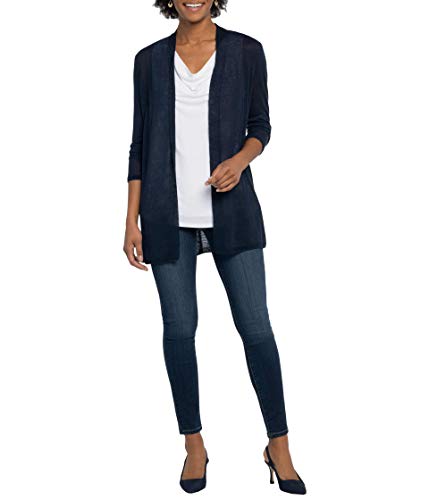 NIC+ZOE Women's Plus Size Lightweight Long BOC Cardigan, Dark Indigo, 3X