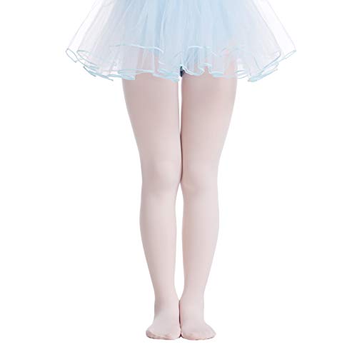 Frola Tights for Girls 40 Denier Semi Opaque Soft Pantyhose Ballet Dance Panty Footed Tights(4-6 Years,White)