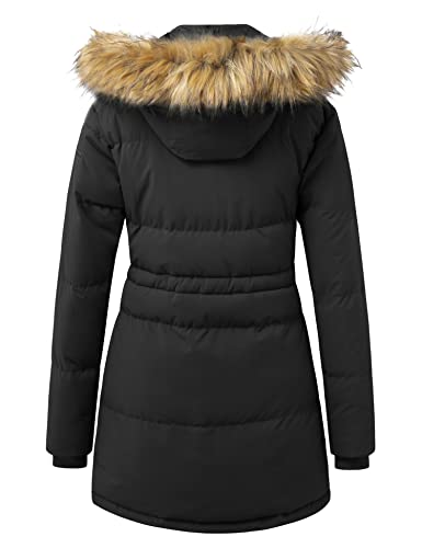 WenVen Winter Warm Padded Coat for Women Puffer Jacket with Removable Hood(Black, Small)