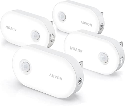 AUVON Night Light Plug in, Bright Motion Sensor Night Light (120 Lumens), Dimmable Cool LED Night Lights Plug Into Wall, 1-120lm Brightness Nightlight for Bathroom, Hallway, Garage (4pack)