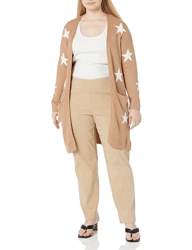 EVANS Women's Plus Size Cardigan Starry, Camel Marle