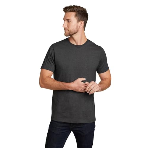 Eddie Bauer Men's Legend Wash 100% Cotton Short-Sleeve Classic T-Shirt, Dk Charcoal HTR, Small