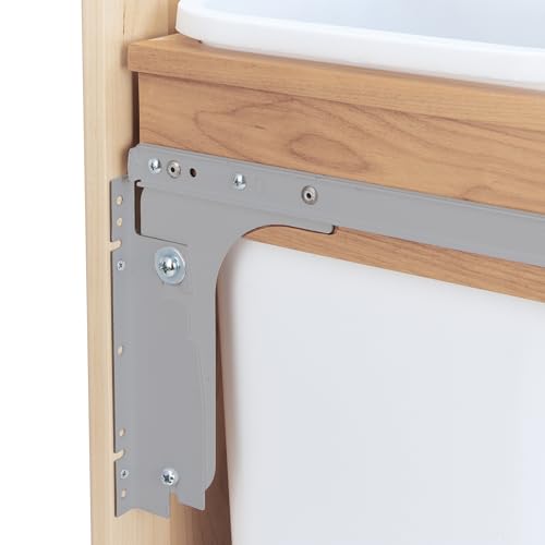 Rev-A-Shelf Double Pullout Trash Can for Under Kitchen Cabinets 27 Quart 8.75 Gallon, Top Mount 11.75 Inch Wide, White, 4WCTM-15DM2-162