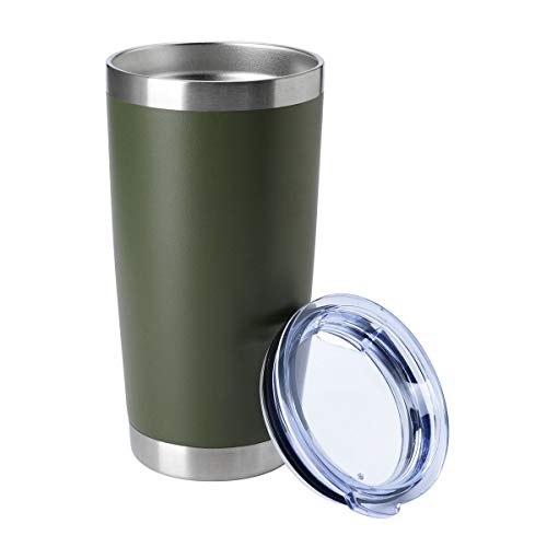 HASLE OUTFITTERS 20oz Tumblers Bulk Stainless Steel Cup with Lid Double Wall Vacuum Insulated Coffee Mug for Cold & Hot Drinks 1 Pack, Army Green