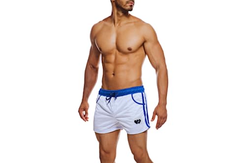 Top Spot Apparel Men's Swim Trunks Mesh Lined Shorts, Sport Boxer (S, Day White)