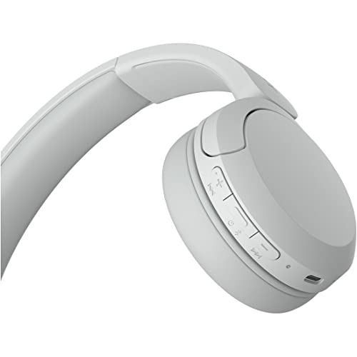 Sony WH-CH520 Best Wireless Bluetooth On-Ear Headphones with Microphone for Calls and Voice Control, Up to 50 Hours Battery Life with Quick Charge Function, Includes USB-C Charging Cable - White