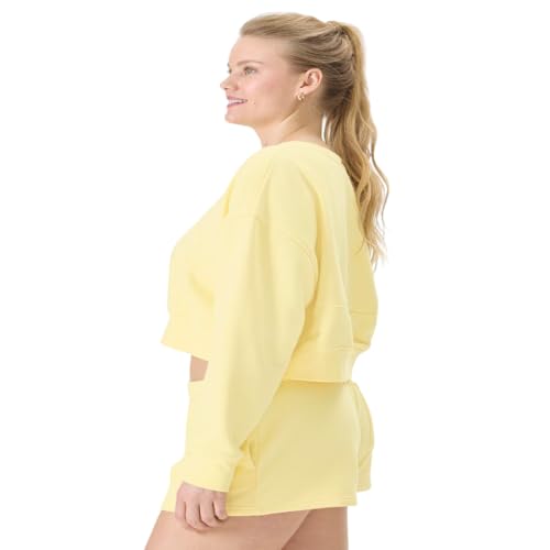 Florence by millsWomensCozy Crush Cropped Pullover SweatshirtBaby ButtercupX-Small