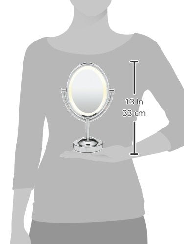 Conair Lighted Makeup Mirror, LED Vanity Mirror, 1X/7X Magnifying Mirror, Double Sided, Corded in Polished Chrome