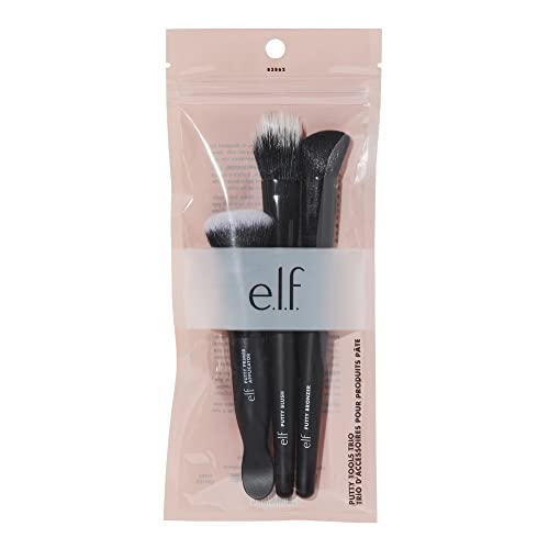 e.l.f. Putty Tools Trio, Set Of 3 Face Makeup Brushes For Putty Products, Helps You Easily Blend Putty Primer, Blush & Bronzer, Vegan & Cruelty-Free