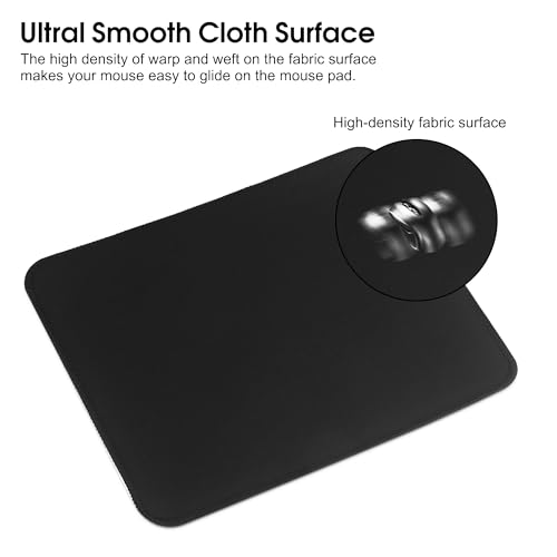 HoYiXi Mouse Mat 2 Pack（270 x 210 x 3 MM,Mouse Pad Soft Smooth Surface and Anti-Slip Rubber Base Waterproof Soft Cloth MousePads for Home Office Work, 270 x 210 x 3 MM,Black